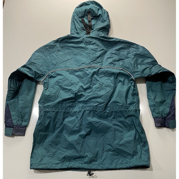 Vtg 90’s LL Bean Hooded Windbreaker Anorak Green Rain Jacket Shell Large Tall T - Picture 2 of 16